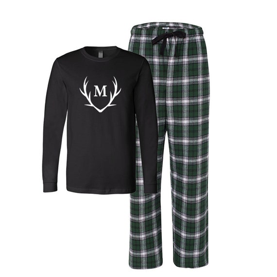 Antler Christmas pajamas, Deer Horn Christmas Pjs, Family Christmas pajamas, matching family pajamas, holiday pajamas, flannel pajamas