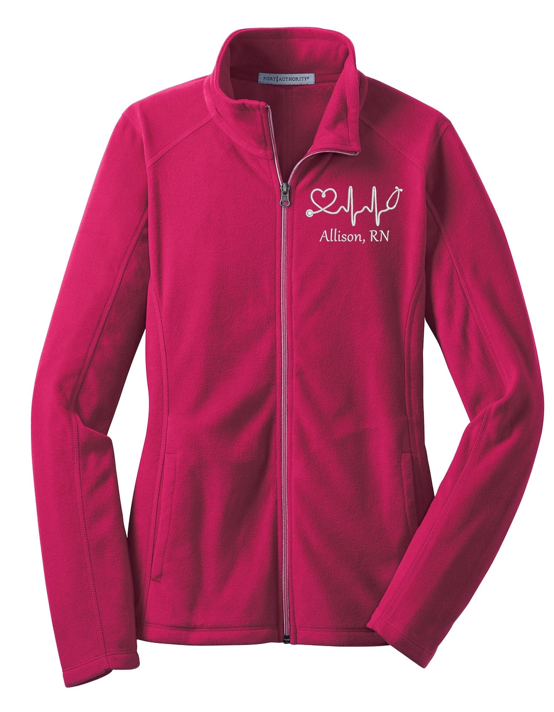 Nurse Jacket, LIGHTWEIGHT Fleece Zip up Personalized Nurse Jacket