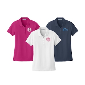 Monogram Polo Top, Classic Pique Cotton Polo, Personalized Polo Shirt for Women, Monogram Collared shirt, Gifts for Women, Mothers Day Gift