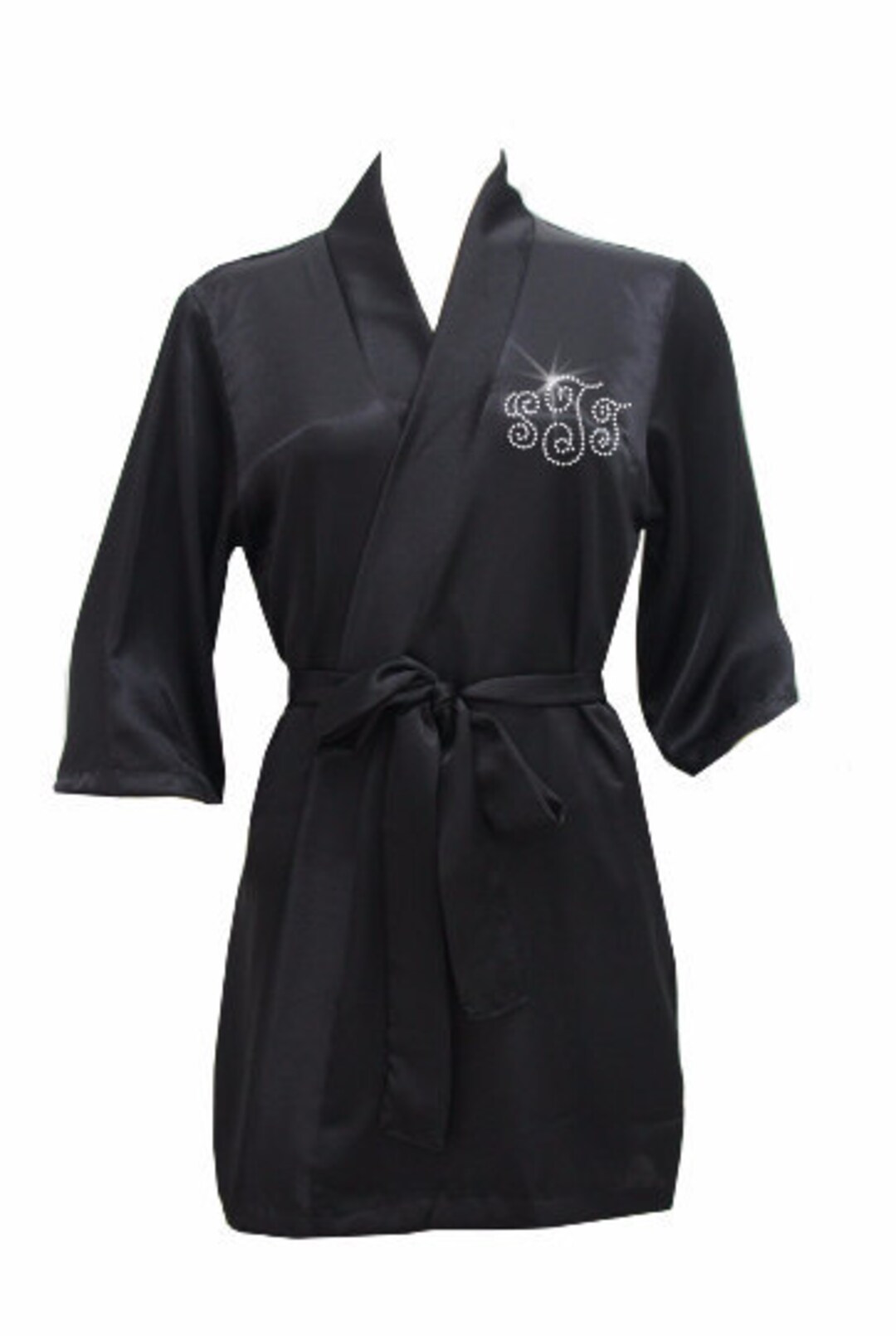Custom Crystal Satin Robe, Monogrammed Satin Robe, Personalized Satin ...