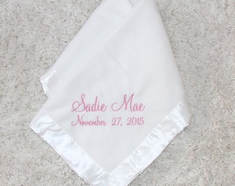 Personalized Baby Blanket Embroidered Tahoe Fleece Monogram Gift Girl or Boy 