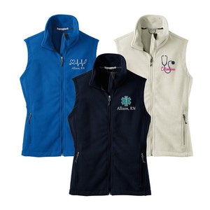 Nurse Fleece Vest, Personalized Gifts for Nurses, Custom Nursing Apparel, Personalized RN Vest