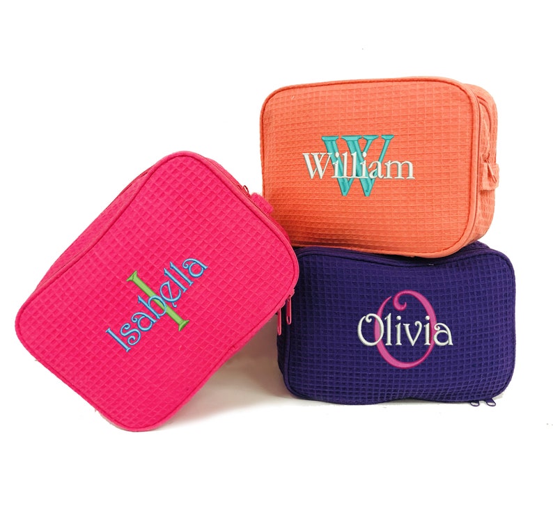 Monogram Makeup Cosmetic Bag Personalized Nylon Makeup Bag Etsy