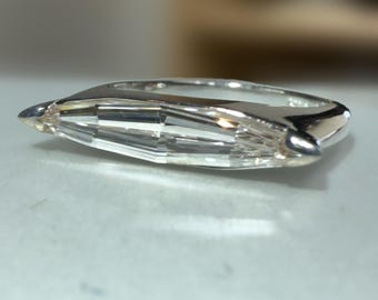 Elongated Step-Cut Marquise Lab Diamond Ring 18mm | 14K White Gold Minimalist | H VS1 | Certified