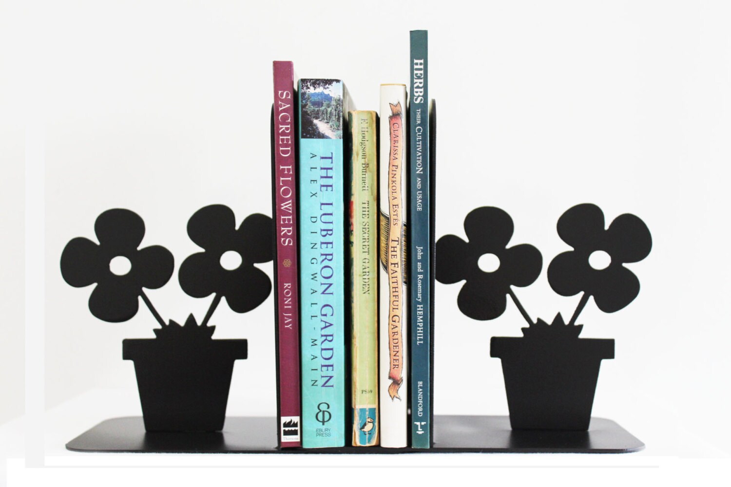 Flower bookends Cool metal bookends handmade from steel