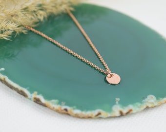 Chain silver 925 rose gold plated with pendant plate, mini plaque