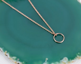 Kette 925 Silber rosévergoldet, Kreis Anhänger klein, offener Ring, Unendlichkeit, Vollkommenheit, Kreis Anhänger