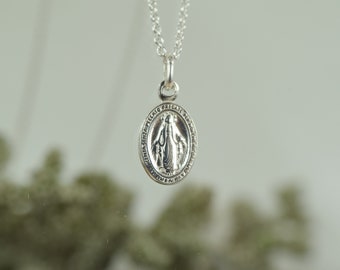 Kette Silber 925 Wundertätige Medaille, heilige Maria, Mantra, Medaillon, Talisman, Schutzpatron