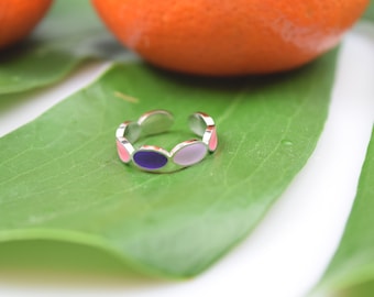 Stainless steel ring with enamel