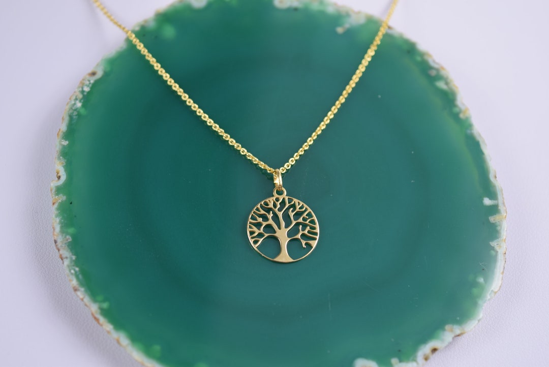 Catena Argento 925 Placcato Oro Albero della Vita, Albero della Vita