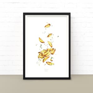 Potato Wedges Painting, Food Poster, printable wall art.