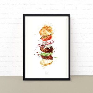 Angus Burger Painting, Food Poster, printable wall art.