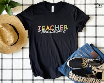 Custom Teacher T-shirt | Personalised | hand-lettered | Unisex Jersey Short Sleeve Tee | Cute Teacher gift | School | teacher appreciation