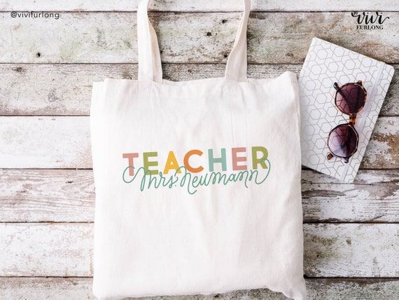Custom Teacher Canvas Tote Bag Tote Cute Teacher Gift School