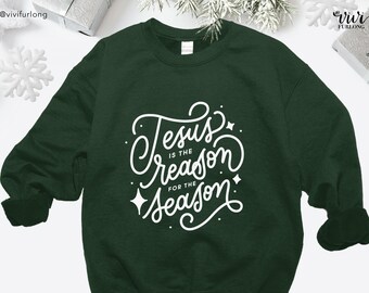 Jesus Is The Reason For The Season Sweatshirt, Christmas Gift, Cross, Christian, Jesus, Religious, Unisex Heavy Blend Crewneck Sweatshirt