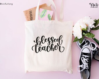 Blessed Teacher Canvas Tote Bag | Tote | Cute Teacher gift | School | teacher appreciation | Jesus tote