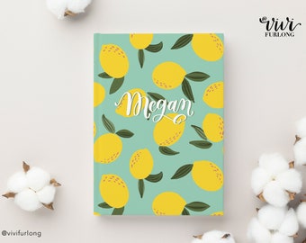 Hand-lettered Personalized Journal | Lemons on Teal | Custom Notebook | Ruled | Christian prayer journal | christian gift | gift for her