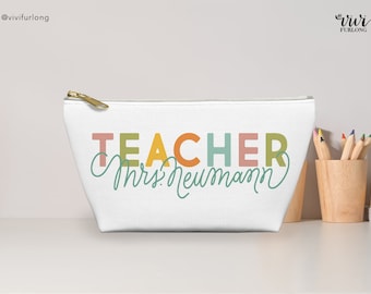 Custom Teacher | Accessory Pouch w T-bottom | Personalised | hand-lettered | Cute Teacher gift | School | teacher appreciation