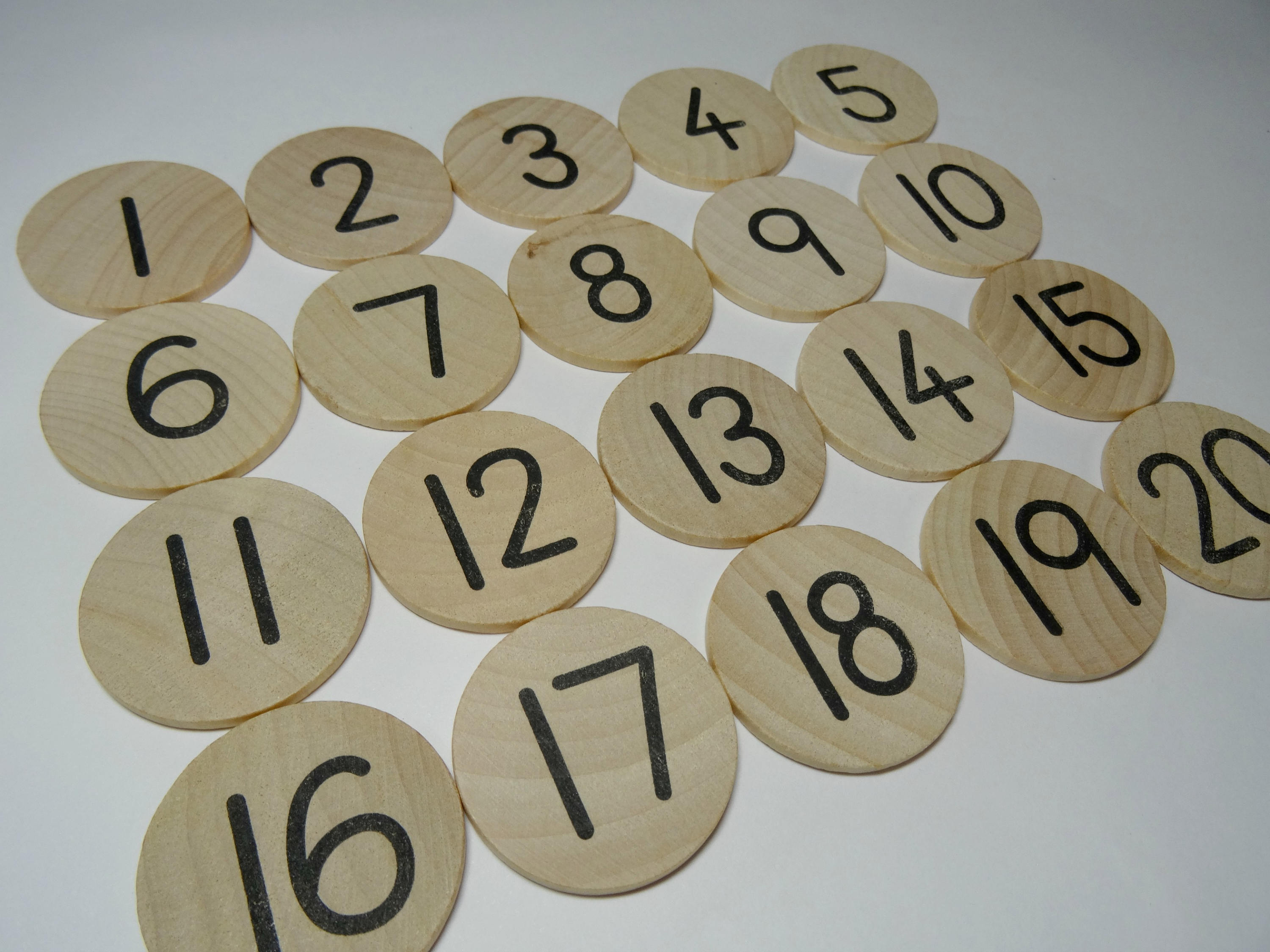 Wooden number DISCS 1 to 20 montessori toy teacher Etsy