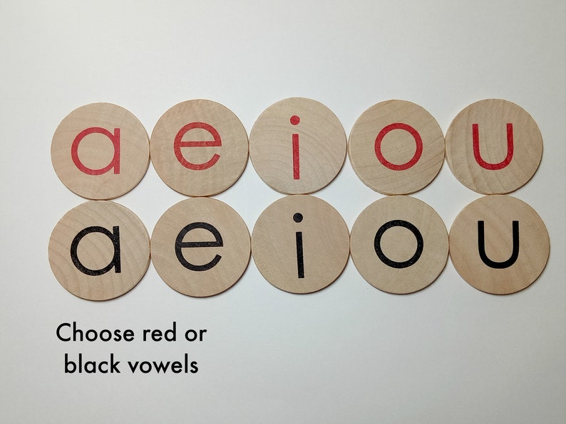 Wooden Alphabet Choose Red or Black Vowels Etsy