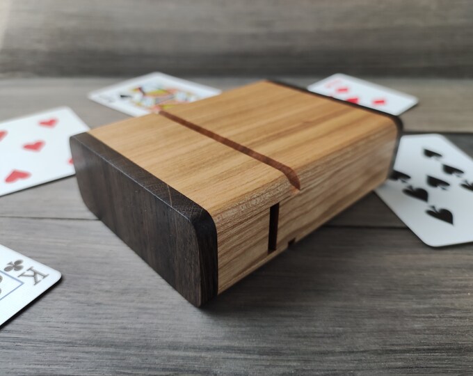Playing Card Box in Cherry & Bog Oak Wood/ Playing Card Case Etsy