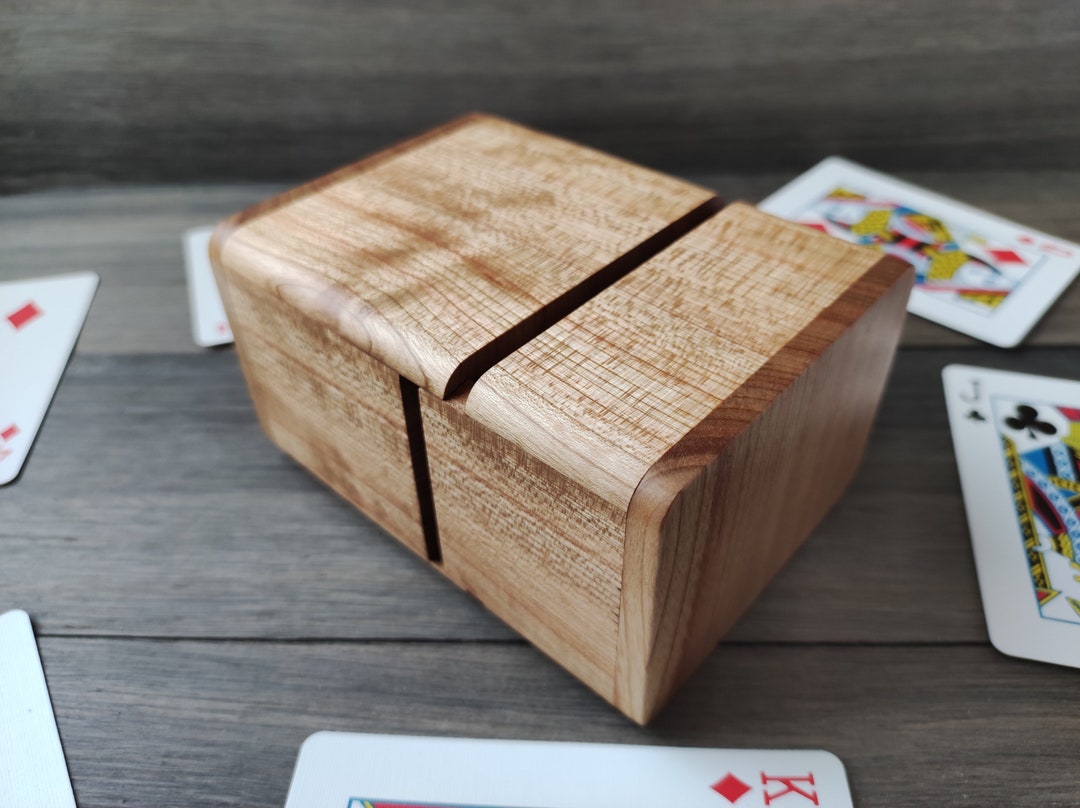 Double Deck Playing Card Box of Cherry Wood Etsy