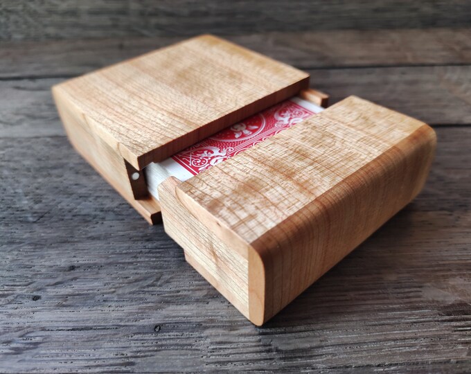 Playing Card Box in Cherry Wood/ Playing Card Case Etsy
