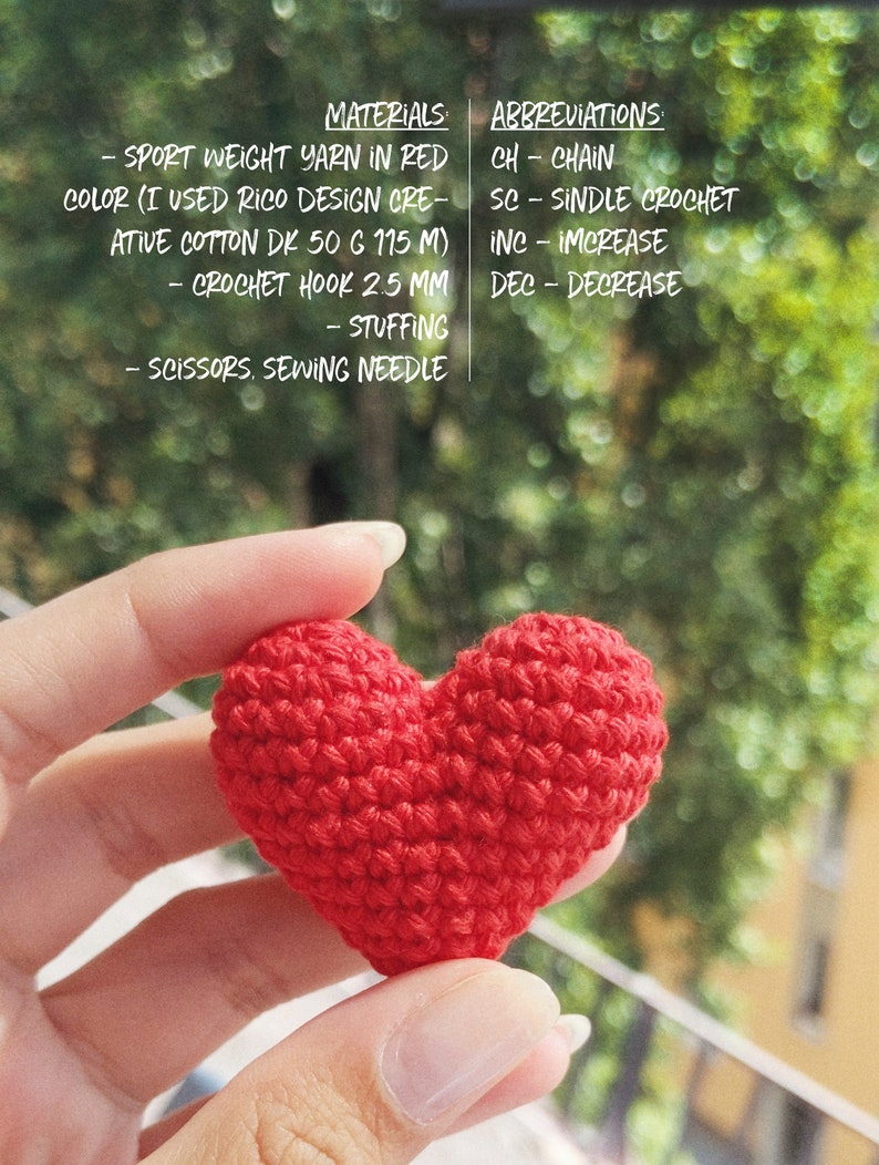 PATTERN SMALL HEART easy crochet amigurumi pattern