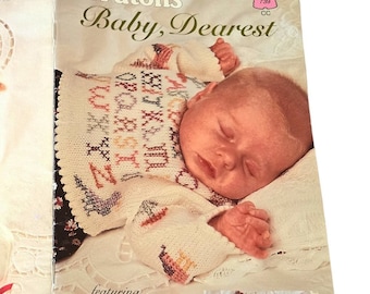 Knitting Pattern BOOK Baby  sweaters, coats, tops, booties, bonnet Patons 739 Beehive