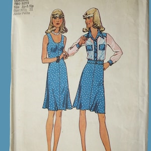 Dress and Jacket Sewing Pattern Fit and Flare Dress, sheer jacket Junior Petite sizes 3 - 5,  Bust 30.5 - 31, UNCUT 6886 Simplicity 1970s