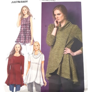 May include: A sewing pattern for four different tops. The pattern is for sizes X-Small, Small, and Medium. The pattern is from Butterick and is labeled "Fast & Easy".