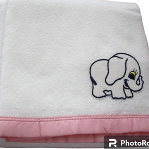 NEW Vintage Baby Blanket new in package Retro White Acrylic Polyester Crib, Infant Girl, 1980s 1990s 40&quot; x 45&quot; BUNNY ESMOND