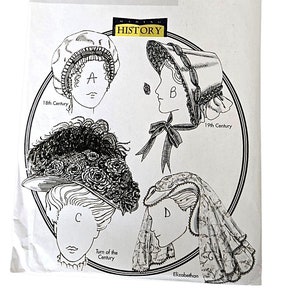HISTORICAL HAT Patterns Antique 18th 19th Century Elizabethan and Turn of Century period hats UNCUT Butterick B4210 4210 Making History