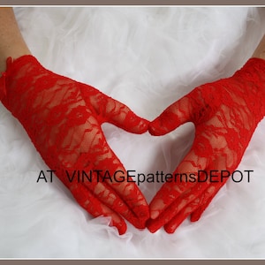 Red Lace Gloves Women's RED Themed Accessories, perfect accessory - one size lace gloves Bridal Wedding Prom Christmas Valentines