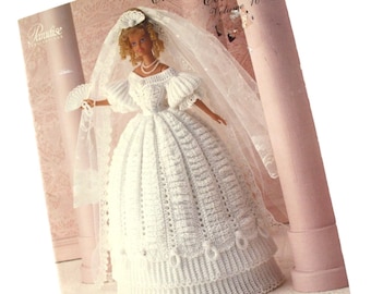 Wedding Dress Crochet Pattern for Fashion Dolls 11 - 12 inch, 1830 Romance Era Bride P-021 Paradise Publications Volume 10