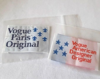 Vintage VOGUE Label Sew in Tag for Clothing /Garments, Vogue Designer Original /Vogue Paris Original for handmade clothing UNUSED