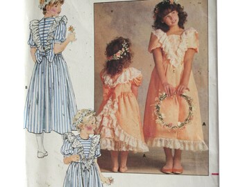 Molde para costura de vestido de festa infantil com babados e renda, tamanho 5, para daminha de honra ou para Natal/Páscoa, sem cortes, 4768 Butterick