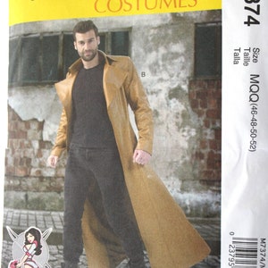 Mens Coat Sewing Pattern, McCalls M7374 7374 Uncut, Wool or Leather Fitted Lined Coat collar variations Size 46 48 50 52