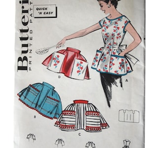 1950s Vintage APRON Sewing PATTERNS Quick and Easy to Make 4 styles, Half Apron /Waist apron including Full Coverall style Butterick 8336