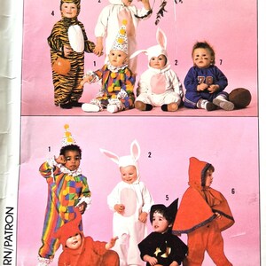 Animal Costume Sewing Patterns for Toddler Children Size 1 to 4, Simplicity 0612 and 9331 uncut