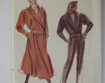 VERY EASY Jacket Pants Skirt Pattern Women's Size 8 10 12, Double Breasted jacket, flared skirt, straight leg pants UNCUT 7593 Vogue