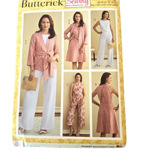 Jumpsuit Sewing Pattern Optional Cropped Pants wide leg plus Dress Jacket Womens size 8 - 16 UNCUT Butterick B6775 6775