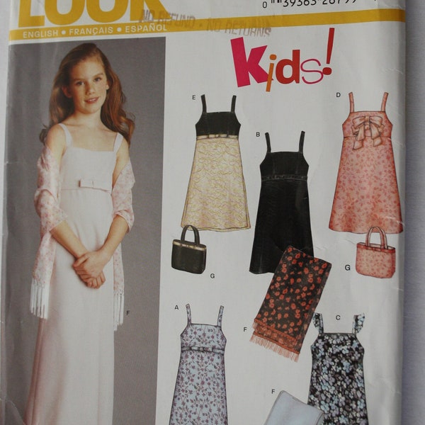 Evening Wear Sewing Patterns for Girls and Teens Size 7-14 Dress SHAWL PURSE Patterns UNCUT New Look 6278 Easy to Sew!