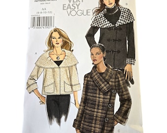 Veste ample doublée manteau patron de couture femme taille 6 8 10 12 non coupé TRÈS FACILE Vogue V8429 8429