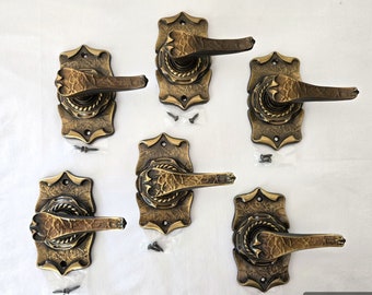 Vintage Door Handles DUMMY Carriage House Handle Amerock Lever Knob Antique Gold and Black, stationary interior door hardware closets etc.
