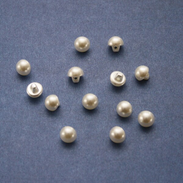 PEARL BUTTONS Half Dome 8mm Faux Pearl shank buttons for bridal gowns /wedding dress /doll clothes /blouse /opera gloves