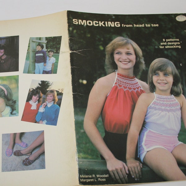 SMOCKING Patterns 8 patterns for Halter tops, sleeves collar cuffs, cover-up, top insertions, slippers, pocket on skirt, ribbons, labels