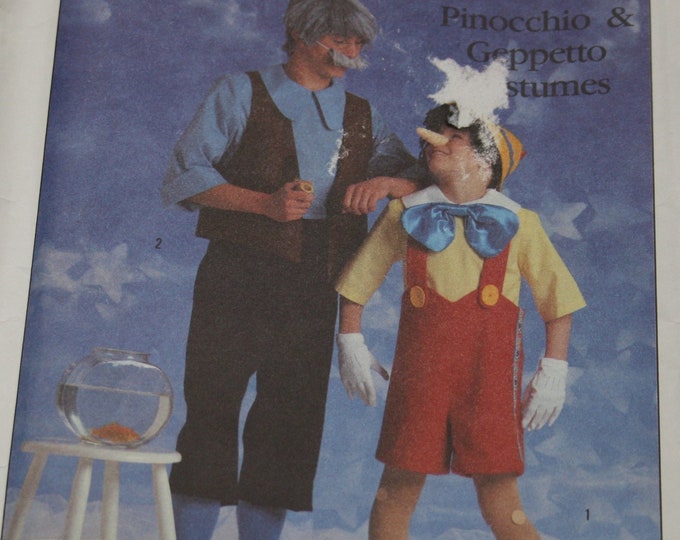 Pattern For Pinocchio Overalls Pinocchio and Geppetto Costume Patterns, UNCUT Simplicity 8334 Size 10 ...