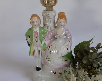 Vintage Figurine Lamp Porcelain /Ceramic Lamp of Man and Woman /Victorian Couple /Parlor Lamp, Old Lamp Table /Reading Lamp