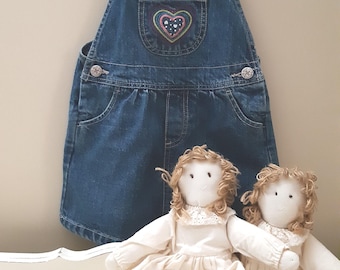 Vintage OSHKOSH Denim Jumper /Overall Dress for Toddler Girl size 3 years, Cotton OshKosh Bgosh vestbak